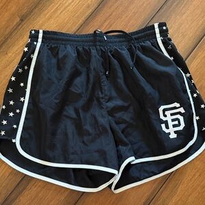 PINK SF Giants Victoria's Secret Black Shorts with White Star Accents